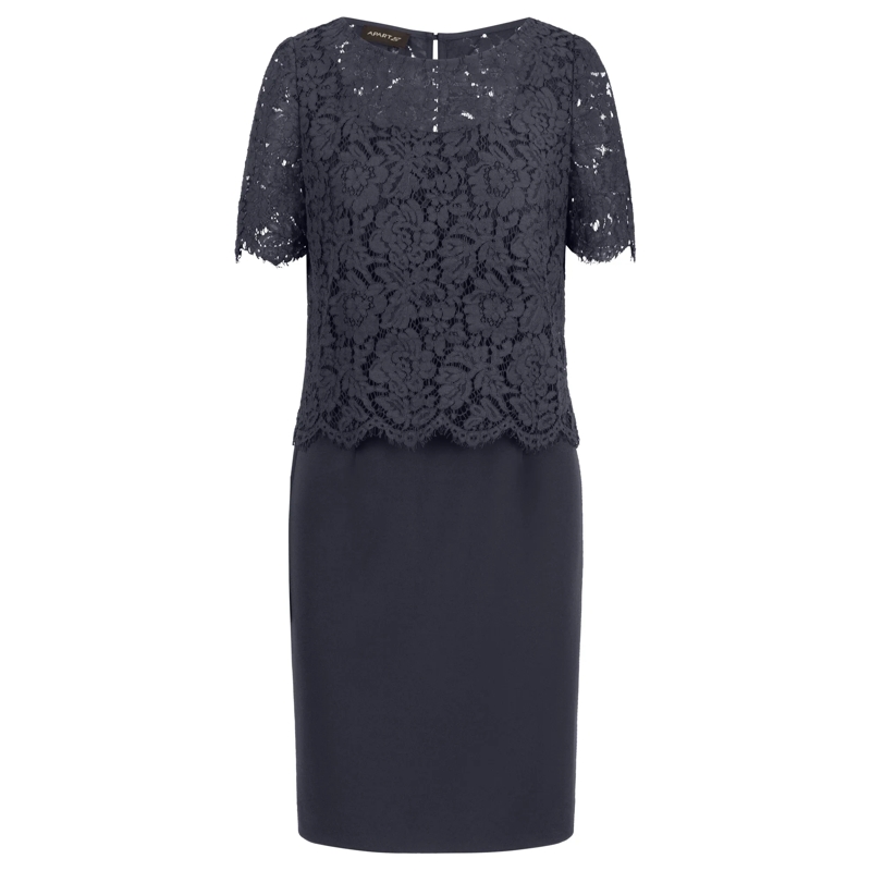 Apart Abendkleid Etuikleid mit Spitzenjäckchen dunkel-blau