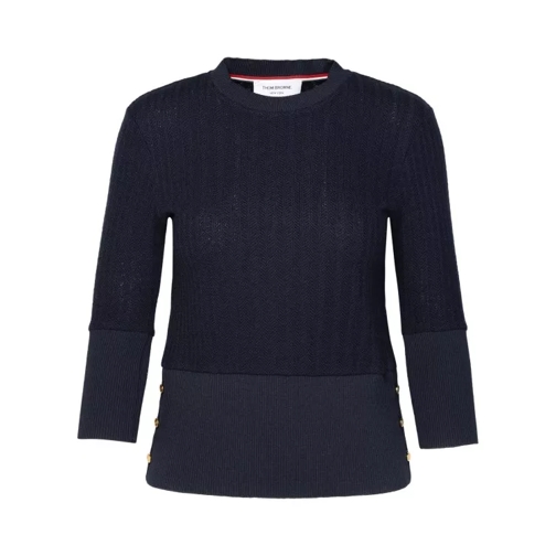 Thom Browne Navy Virgin Wool Sweater Black 