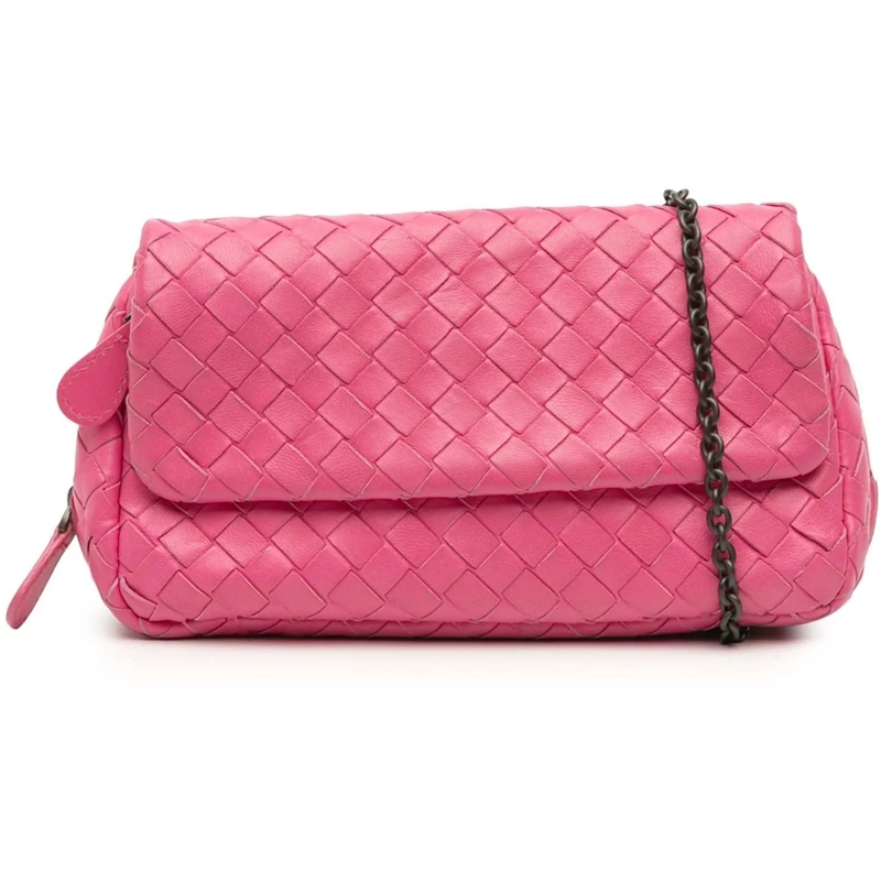 Bottega Veneta Schultertasche Mini Nappa Intrecciato Expandable Chain Flap Cross rose