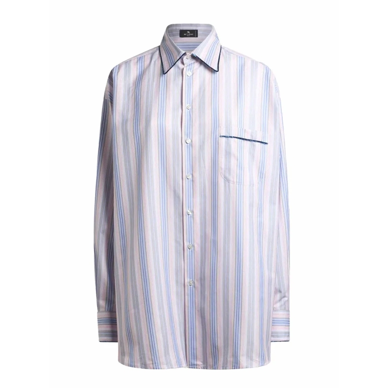 Etro Overhemd Straight-Fit Jacquard Cotton Poplin Shirt Multicolor