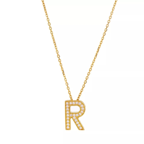 BELORO Necklace Letter R Zirconia  Gold-Plated Mellanlångt halsband