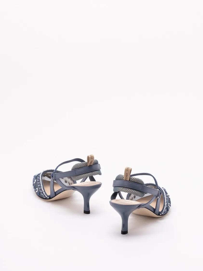 Fendi Sandalen `Colibrì Bandana` Embroidery Pumps in blauw