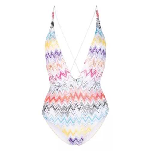 Missoni V-Neck Zigzag-Print Swimsuit Multicolor 
