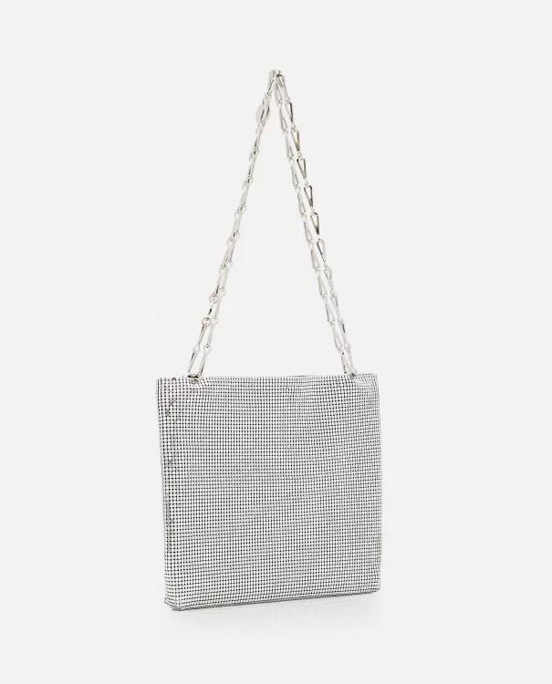 Paco Rabanne Shoppers Pixel Mini Mesh Shoulder Bag in wit