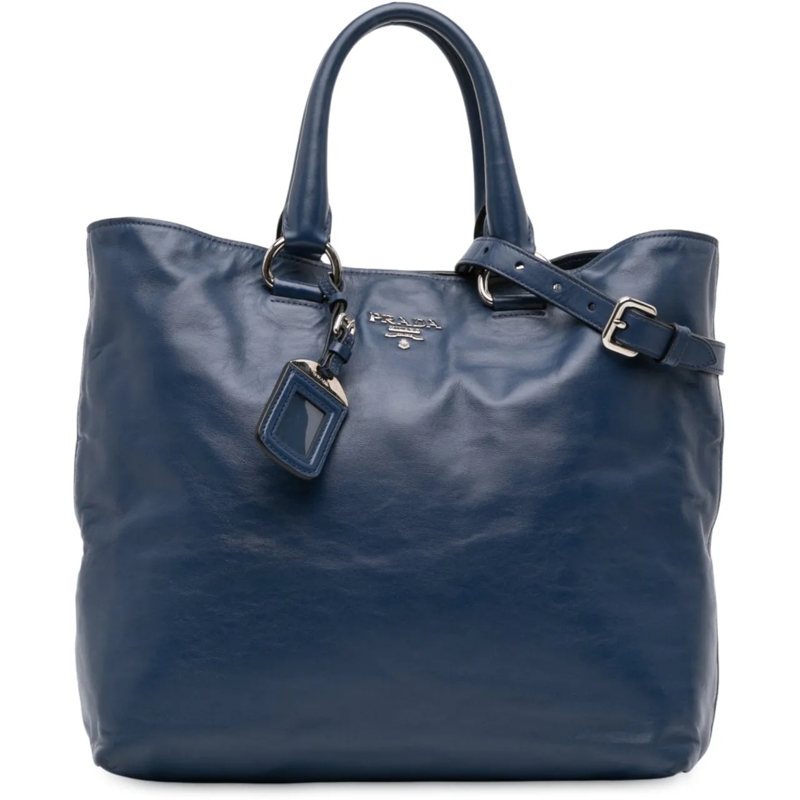 Prada Schultertasche Soft Calf Open Convertible Tote blau