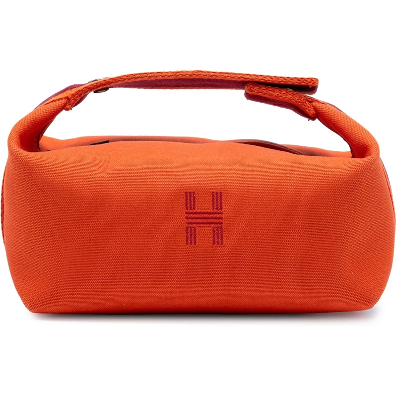 Hermès Necessaire Large Toile Bride A Brac Case orange
