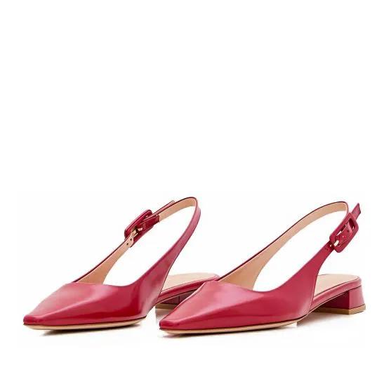 Gianvito Rossi Loafers & Ballerinas - Tokio Leather Sling-Back - Gr. 37,5 (EU) - in Rot - für Damen