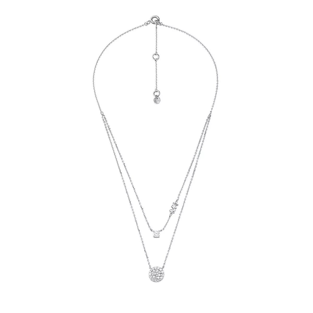 Thumbnail - Michael Kors Halskette - Sterling Silver Double Layered Pavé Disk Necklace - Gr. unisize - in Silber - für Damen