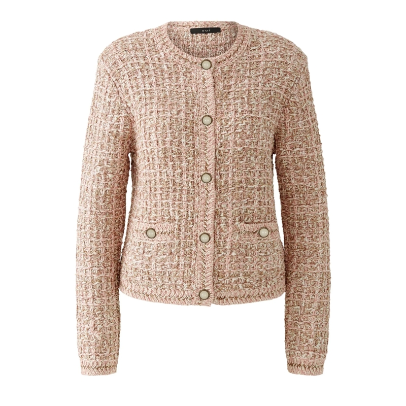 Oui Strickjacke Strickjacke rose