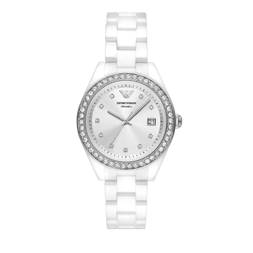 Emporio Armani Emporio Armani Three-Hand Date White Ceramic Watch Silver Montre à quartz