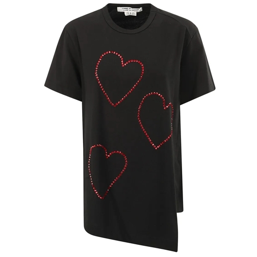 Comme des Garcons T-Shirts Heart Motif Crew Neck T-Shirt Black