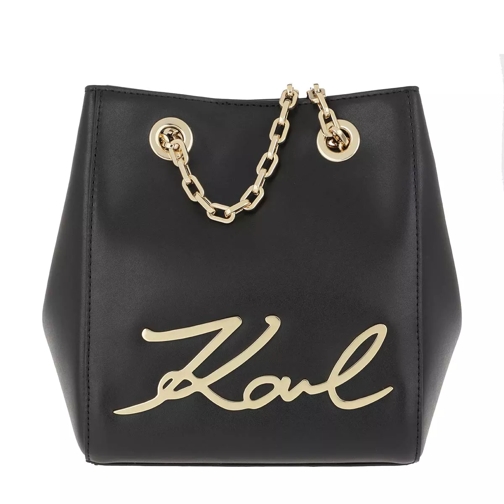 Karl Lagerfeld Signature Bucket Bag Black/Gold Borsa a secchiello