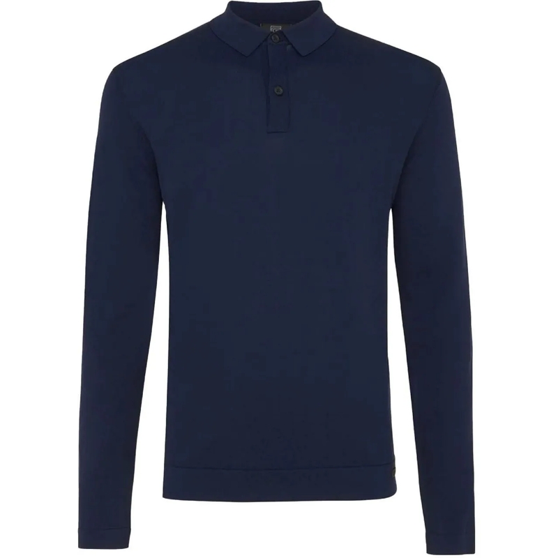 GENTI  Polo Longsleeve Cool Dry Donkerblau blau