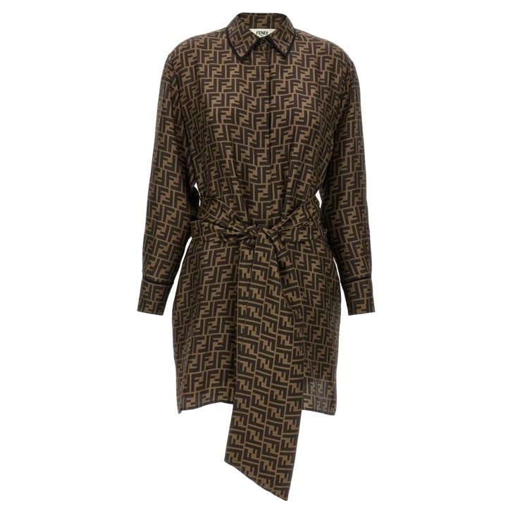 Fendi Ff Monogram Dress Brown Minikleid