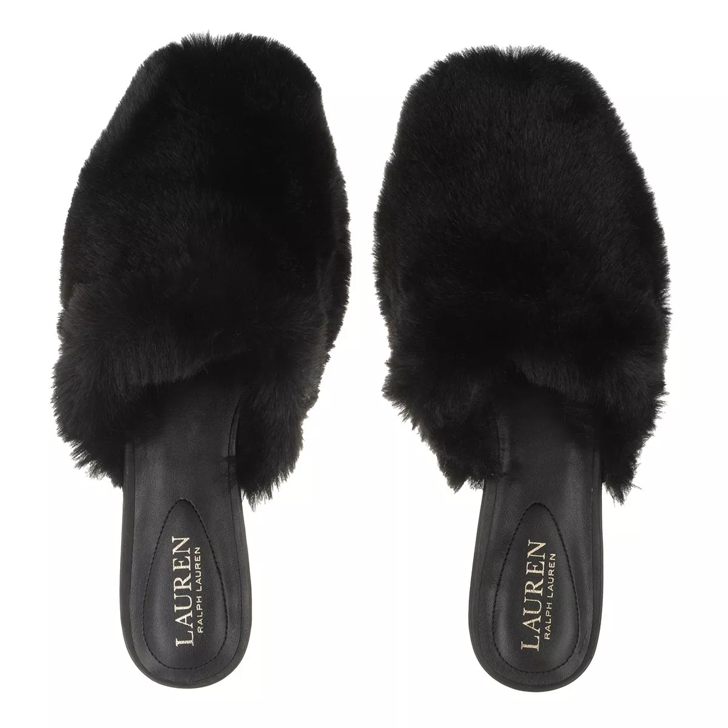 Flat mule store slides with fur