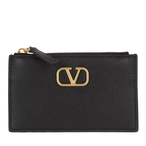 Valentino Garavani V Logo Signature Card Holder Leather Black Kartenhalter