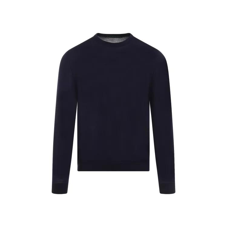 Kiton - Navy Blue Wool Pullover - Größe S - black