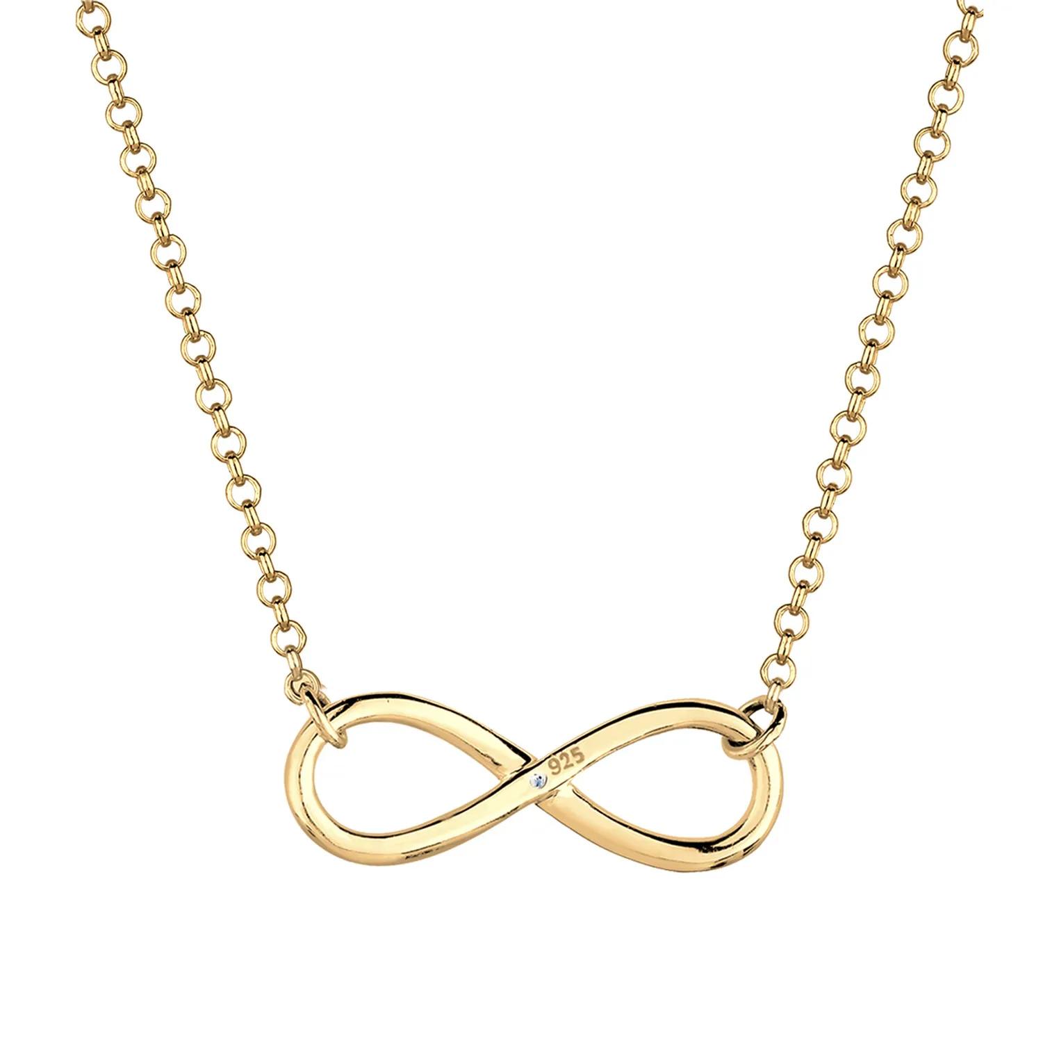 Thumbnail - Elli Halsketten - Halskette Infinity Pure Diamant (0.03 ct.) 925 Sil - Gr. unisize - in Weiß - für Damen