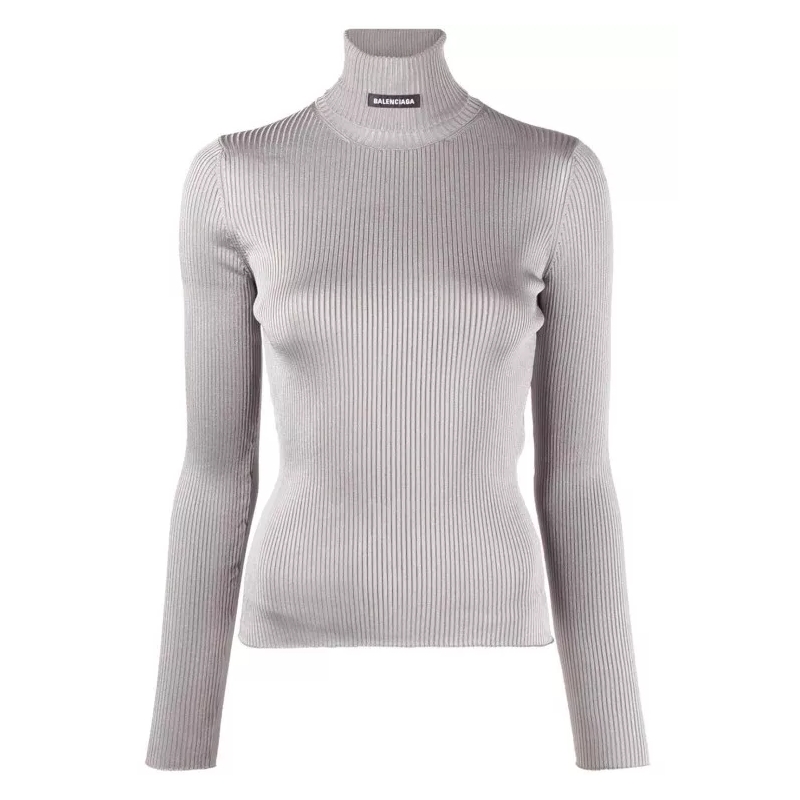 Balenciaga Trui Ribbed Turtleneck Sweater White