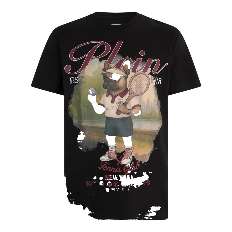 Philipp Plein T-Shirt Round Neck T-Shirt New York Tennis schwarz