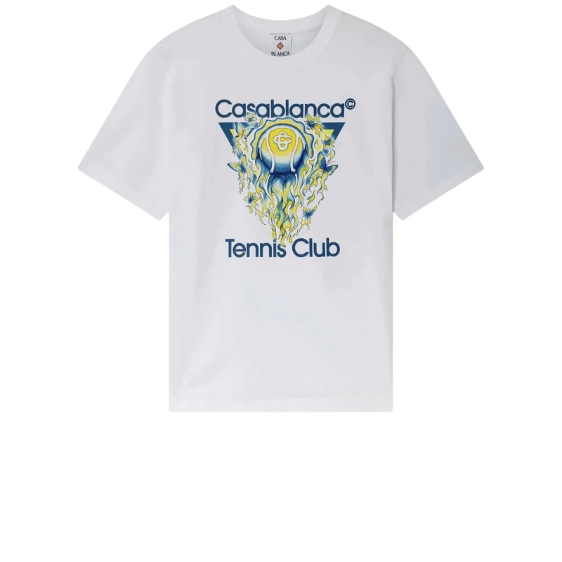 Casablanca T-shirt Graphic-Print Cotton T-Shirt With Round Neck Desig White