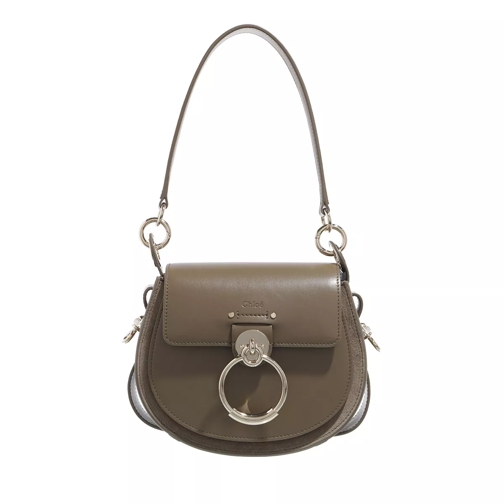 Chloé Tess Shoulder Bag Leather Deep Khaki Saddle Bag