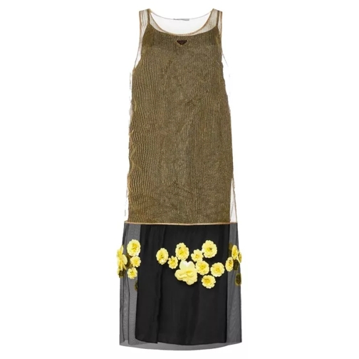 Prada 3D Flowers Lurex Knitted Dress Brown Pull