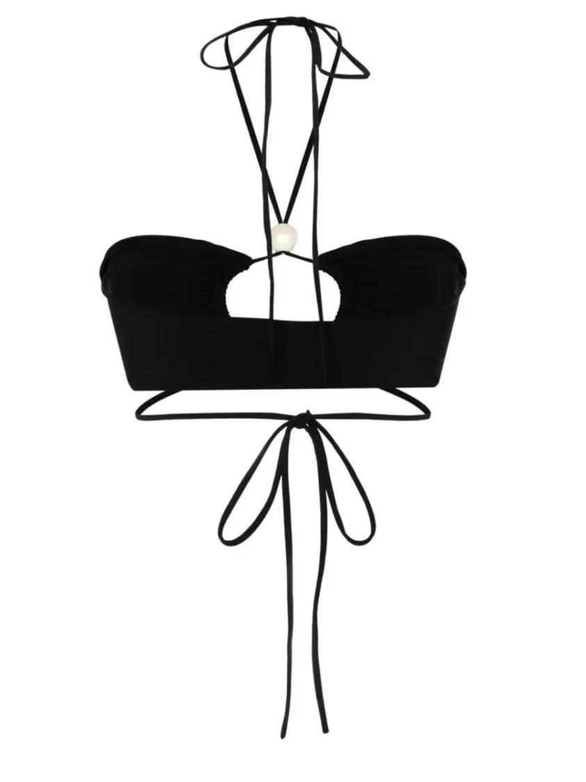 Magda Butrym Pearl Bikini Top Black