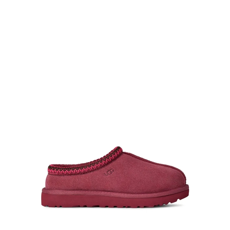 UGG Mules Burgundy Suede Slippers With Embroidered Profile A Burgundy