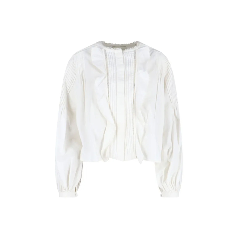 Isabel Marant Overhemd "Cubraly" White Cotton Shirt, Round Neck White
