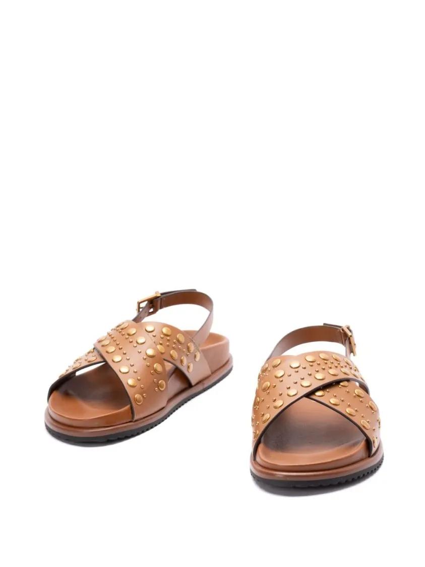 Thumbnail - Twin-Set Sandalen - Buckle-Fastening Slingback Sandals With Stud - Gr. 41 (EU) - in Braun - für Damen