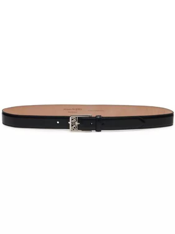 Alexander McQueen Gürtel - Black The Seal Belt - Gr. 90 - in Schwarz - für Damen