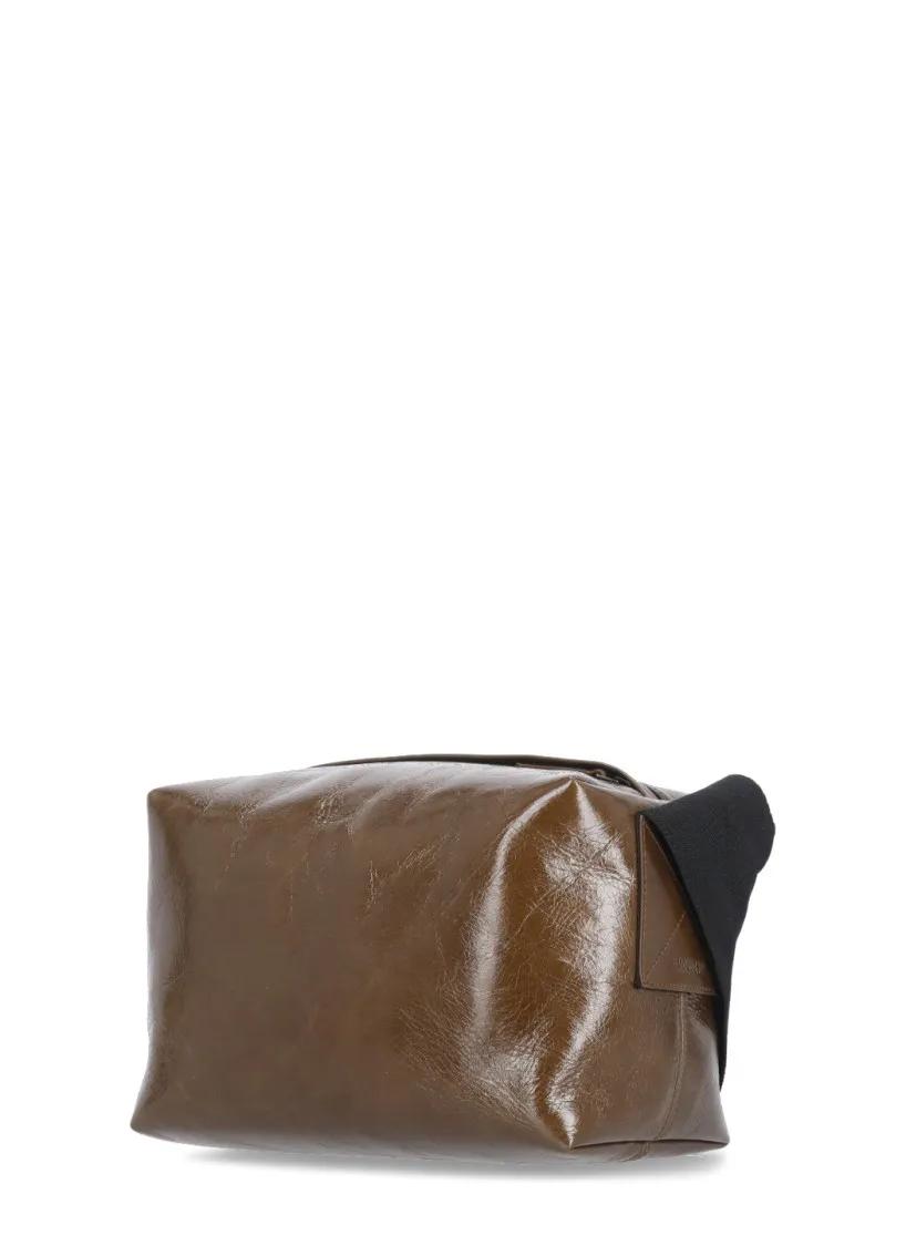 Uma Wang Hobo bags Shiny Leather Shoulder Bag in bruin