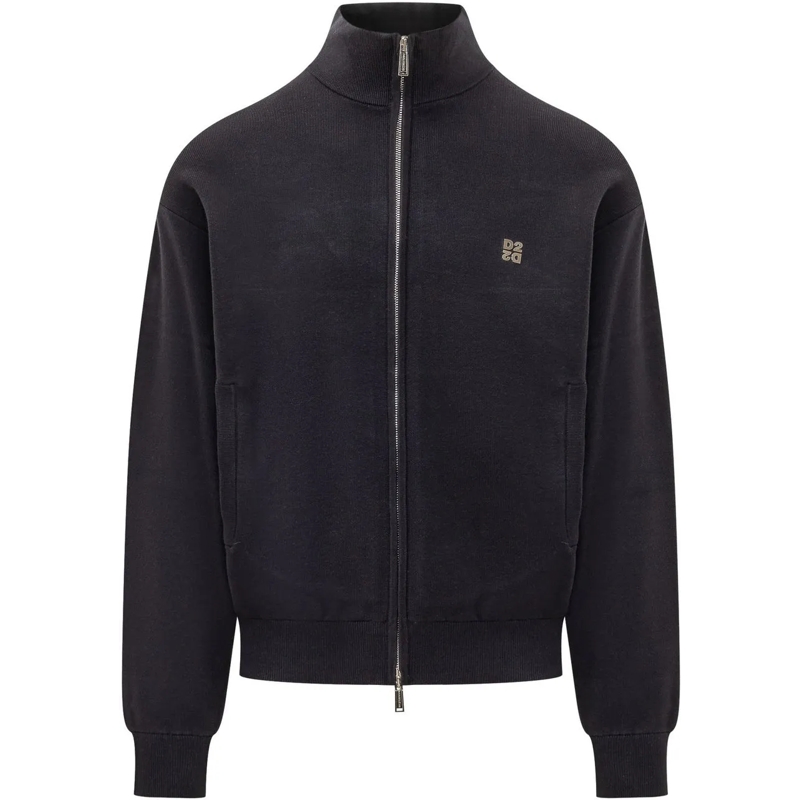 Dsquared2 Gilet Cardigan con Zip e Collo Alto schwarz