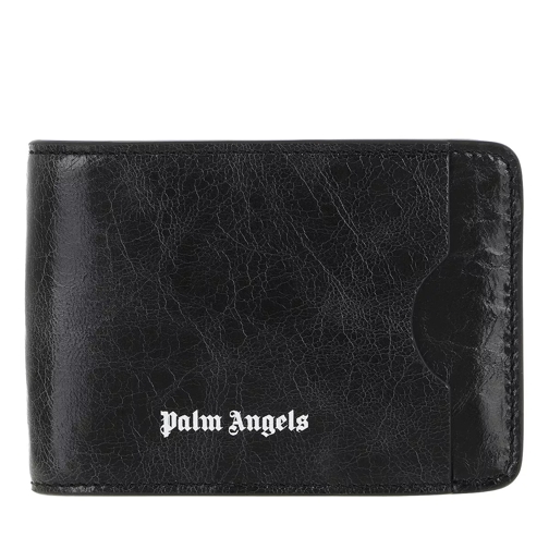 Palm Angels Crinkle Leather Cardholder Black White Black White Kartenhalter