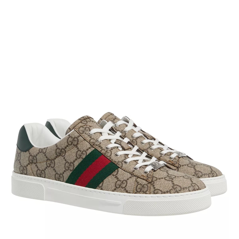 Gucci Low-Top-Sneaker GG Canvas Sneakers Beige Ebony / Green