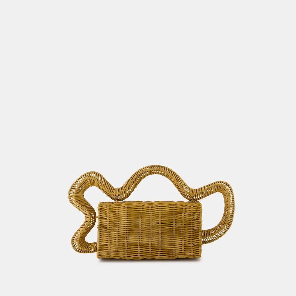 Cult Gaia Raffia Handgedragen Clutch met Magnetische Sluiting Beige Dames