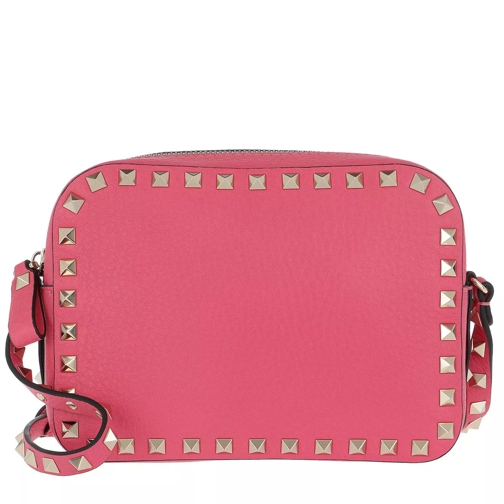 Valentino Garavani Rockstud Camera Crossbody Bag Grained Bright Pink Crossbody Bag