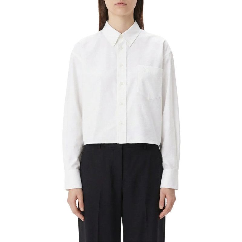 AMI Paris Bluse Cropped Shirt Oxford White(Image 4)