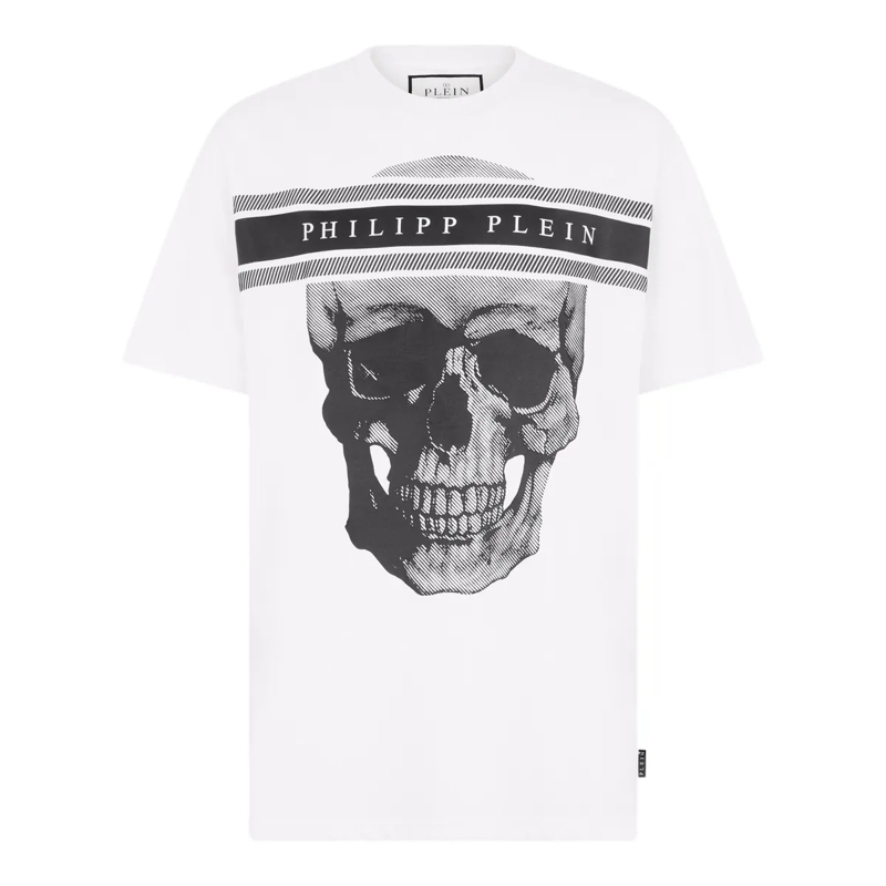 Philipp Plein T-Shirt Round Neck T-Shirt Skull Logo Line weiss