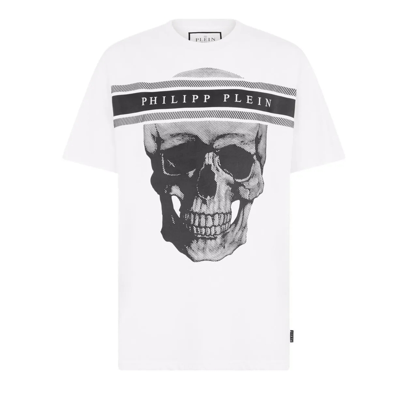 Philipp Plein T-Shirt Round Neck T-Shirt Skull Logo Line weiss