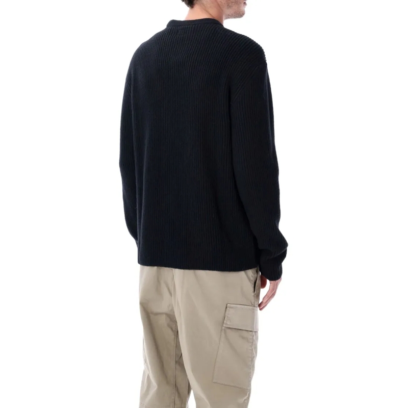 CP Company Trui Wool Blend Ribbed Crewneck Sweater Black