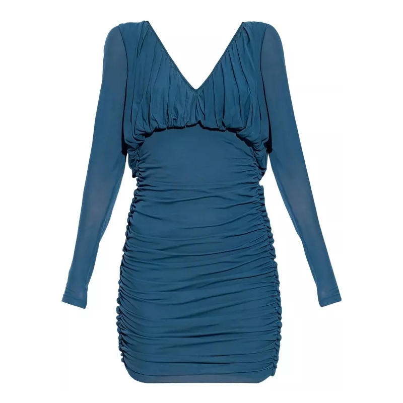 Saint Laurent Robe longue Long Sleeves Dress Blue