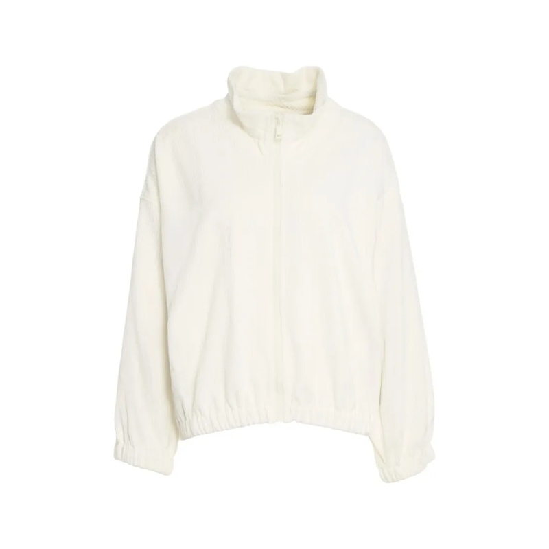 8Pm  High Collar Corduroy Sweatshirt With Relaxed Fit White