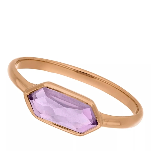 Leaf Ring Cube Amethyst, silver rose gold plate  Amethyst Anello
