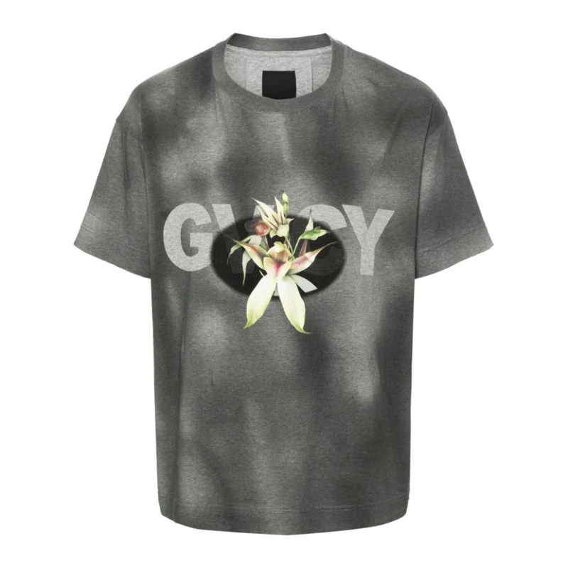 Givenchy T-shirt Faded Black And Multicolor Cotton Jersey T-Shirt Grey