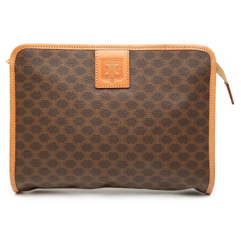 Celine Clutch Macadam Coated Canvas Clutch braun