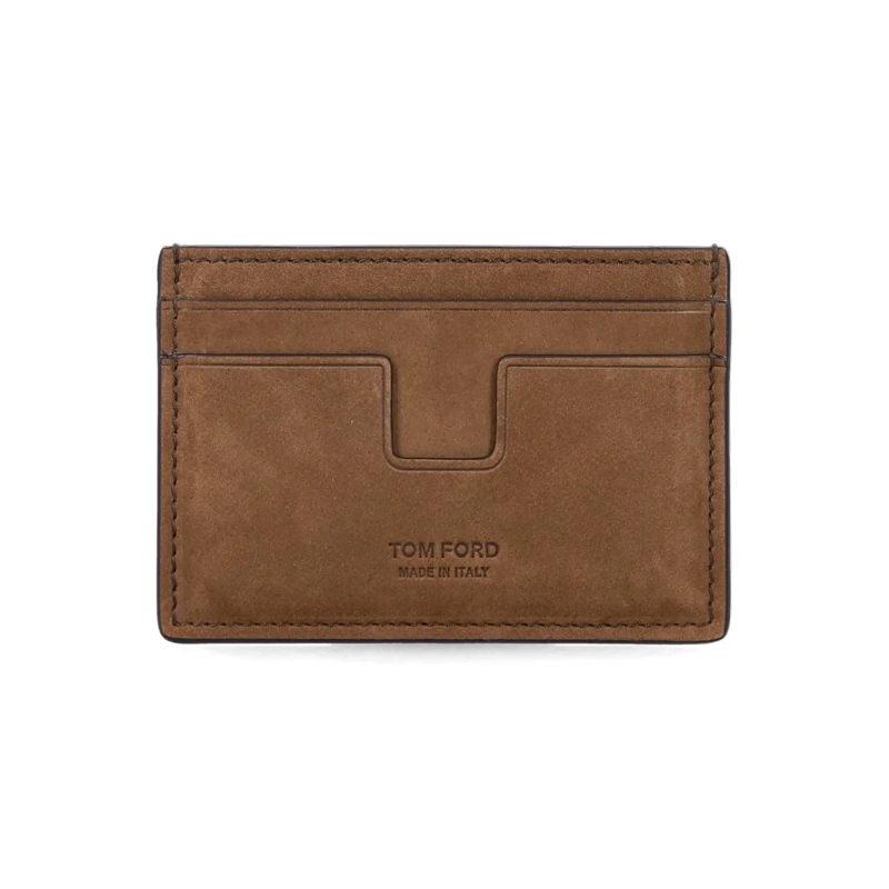 Tom Ford Porte-monnaie Nubuck Card Holder Brown