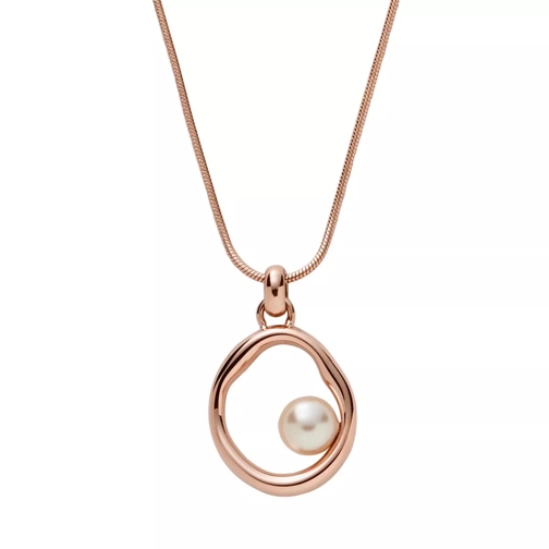 Skagen Agnethe-Stainless Steel Pearl Pendant Necklace Rose Gold Korte Halsketting
