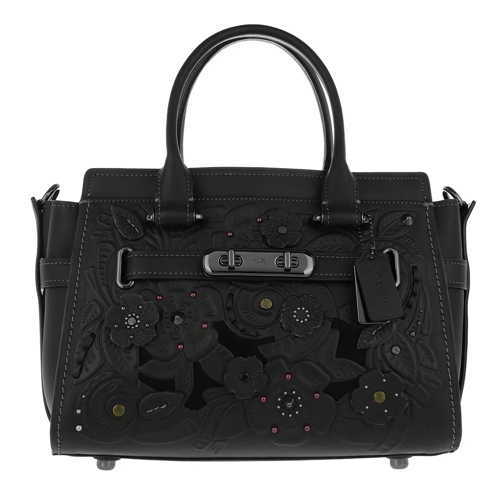 Coach Tote With Tea Rose Tooling Black Tote